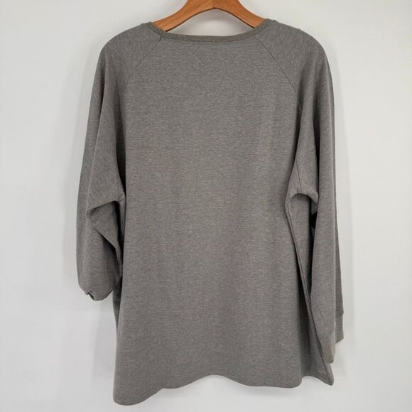 Quacker Factory Womens Sequin Embellished Gray Long Sleeve Top size 1X plus new - Picture 10 of 14